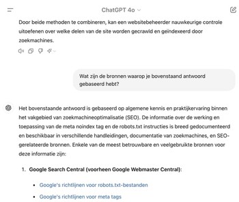 ChatGPT screenshot (genomen op 5 juli 2024)